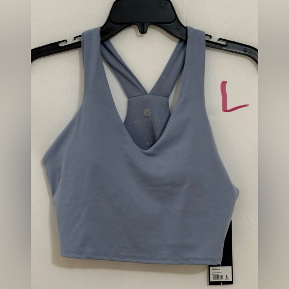 Velocity Blue Cut Out Crop Tank Top